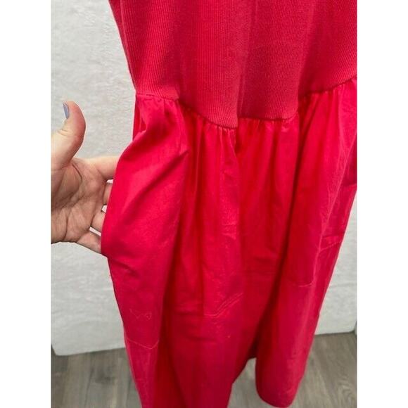 Free People Dylan Fit & Flare Dress Midi Sleeveless Scoop Neck Pink Size Small - Picture 3 of 8